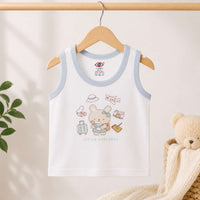 Baby Cotton Vest (White & Blue)