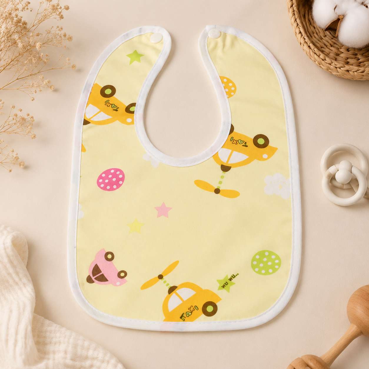 Baby Button Bib – 6–12 Months