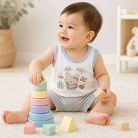 Baby Cotton Vest (White & Blue)