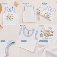 Baby Cotton Vest (White & Blue)