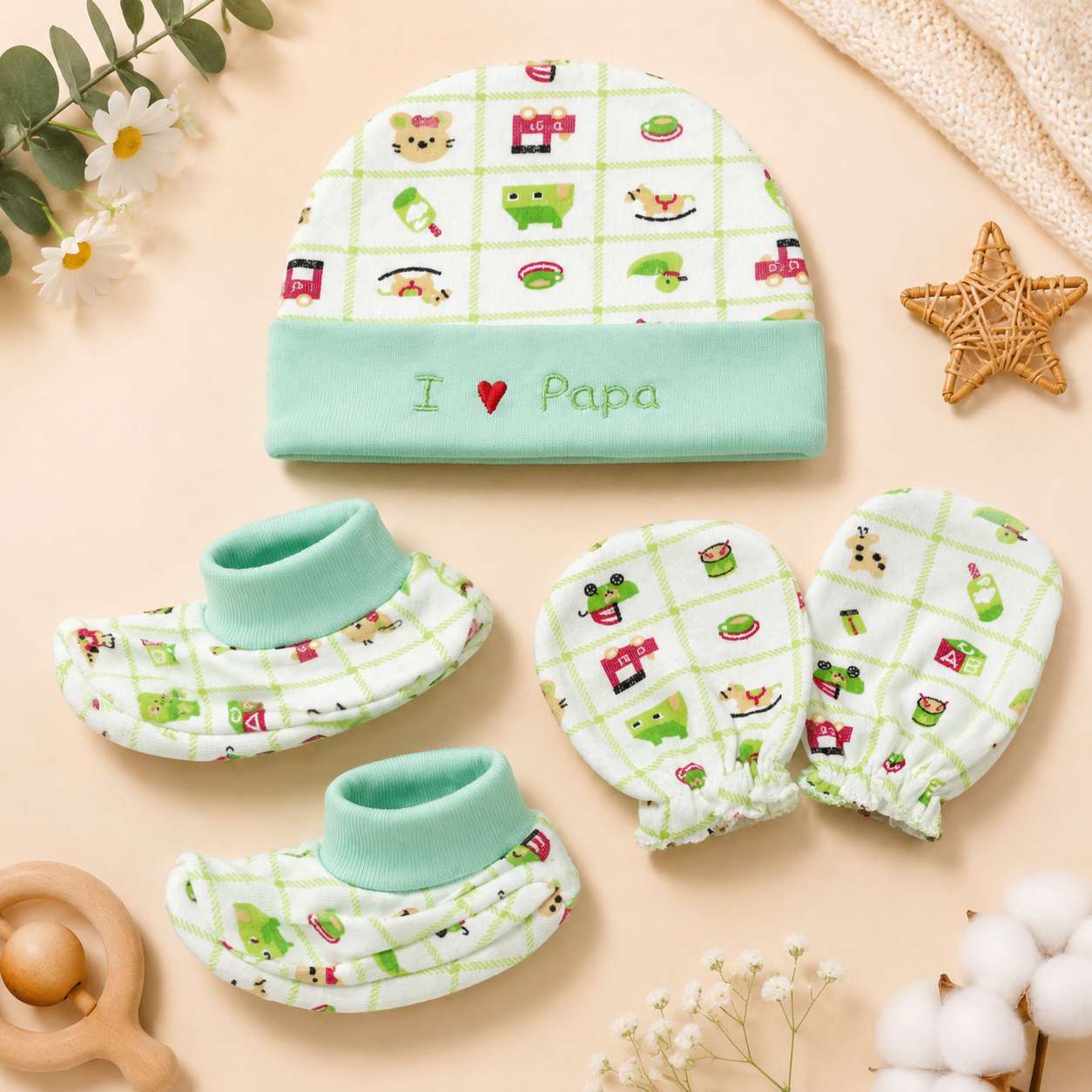 Baby Cap Mitten Bootie Set