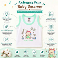Baby Cotton Vest (White & Blue)