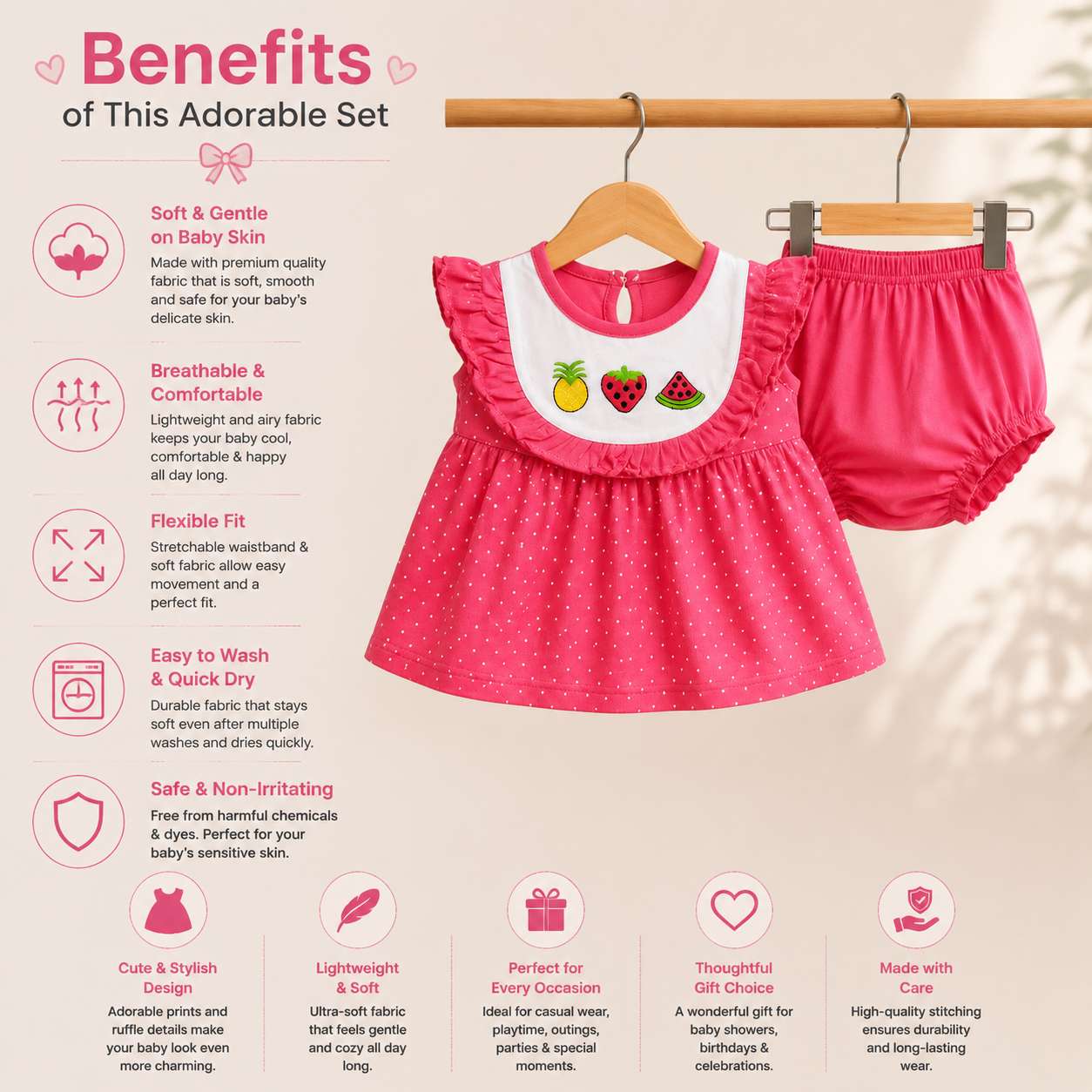 Buy Baby Girl Dress Bright Pink (677)