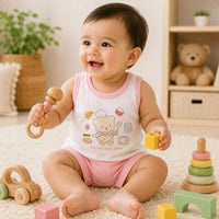 Baby Cotton Vest (White & Blue)