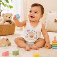 Baby Cotton Vest (White & Blue)