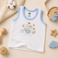 Baby Cotton Vest (White & Blue)
