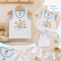 Baby Cotton Vest (White & Blue)