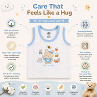Baby Cotton Vest (White & Blue)